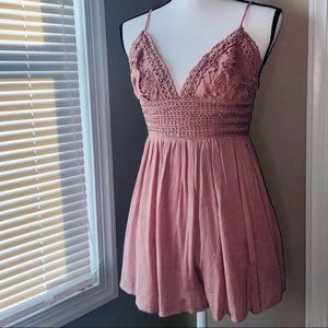 Blush Pink Romper Lace Tie Back NWT large